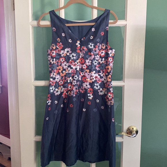 LOFT Floral Print Dress, Cobalt Blue w/ Flowers, Size 6P - Picture 2 of 15